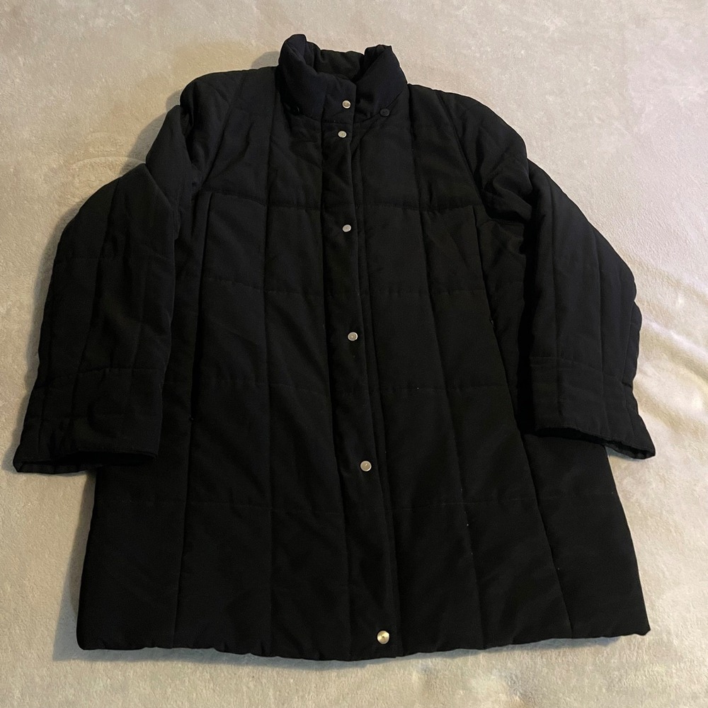 Vintage Nuage Polar Loft Black Quilted Puffer Jacket Coat Women Large Snap Front